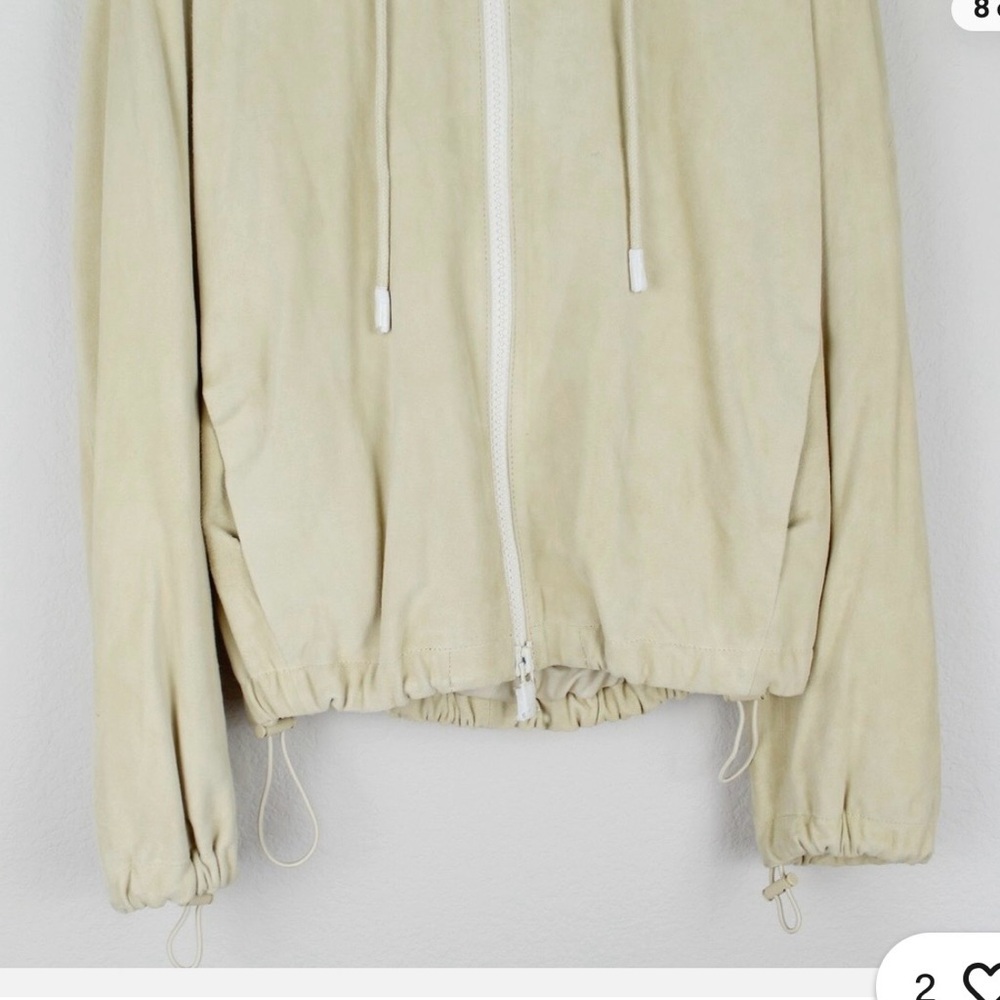Vince Women's Suede Beige Hooded Utility Jacket-size M - Picture 10 of 16